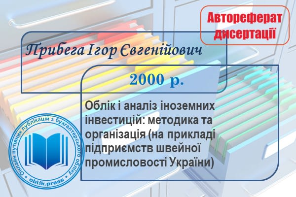 Облік і аналіз іноземних інвестицій: методика та організація (на прикладі підприємств швейної промисловості України)