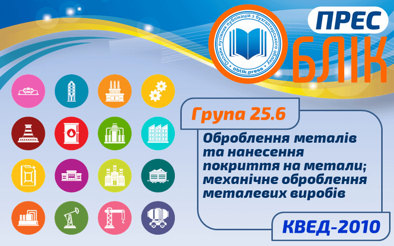 КВЕД-2010 Група 25.6 "Оброблення металів та нанесення покриття на метали; механічне оброблення металевих виробів"